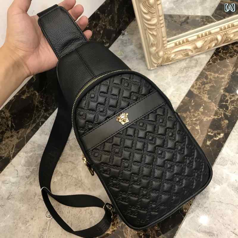 ボディバッグ メンズ ショルダーバッグ 斜めがけ 肩掛け 鞄 レザー かっこいい カジュアル ファッション 牛革 韓国 ブラック