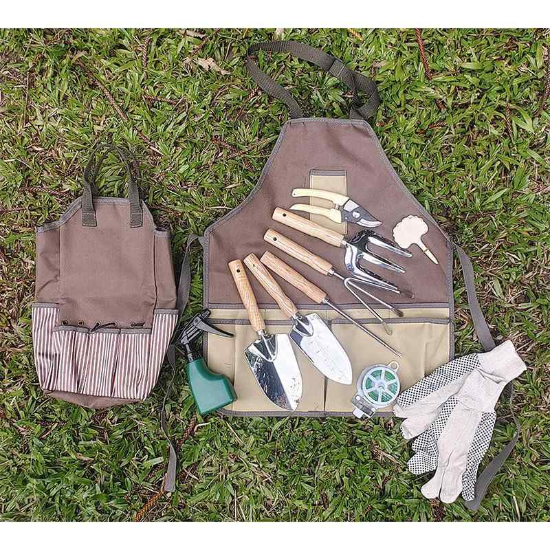 作業用エプロン ガーデニング ツール収納 防水 オックスフォード生地 多機能 大容量 ミリタリーグリーン ストライプ柄 DIY アウトドア 庭仕事 ポケット多数...