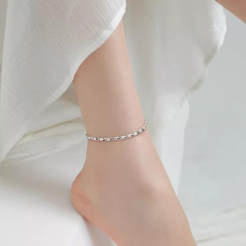 アンクレット レディース 足首 アクセサリー 四つ葉 クローバー フット リング レッグ チェーン 誕生日 プレゼント ガールフレンド シルバー