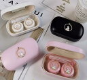 コンタクトレンズケース かわいい レザー パール レディース ダブル うさぎ ピンク ホワイト ブラック