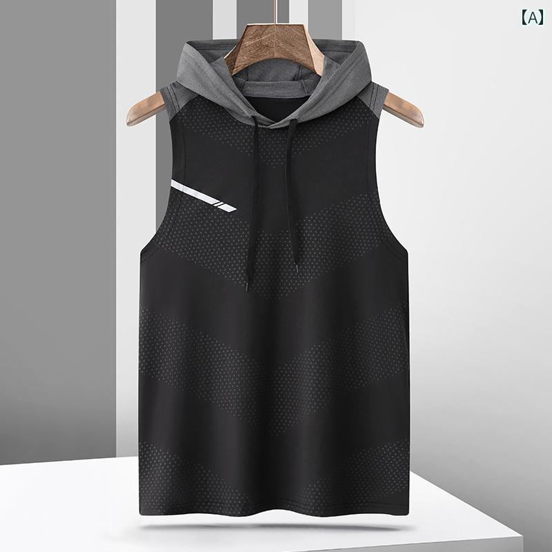 メンズ ノースリーブ パーカー カジュアル ボクシング トレーニング 吸汗 速乾 春夏 フィットネス Tシ..