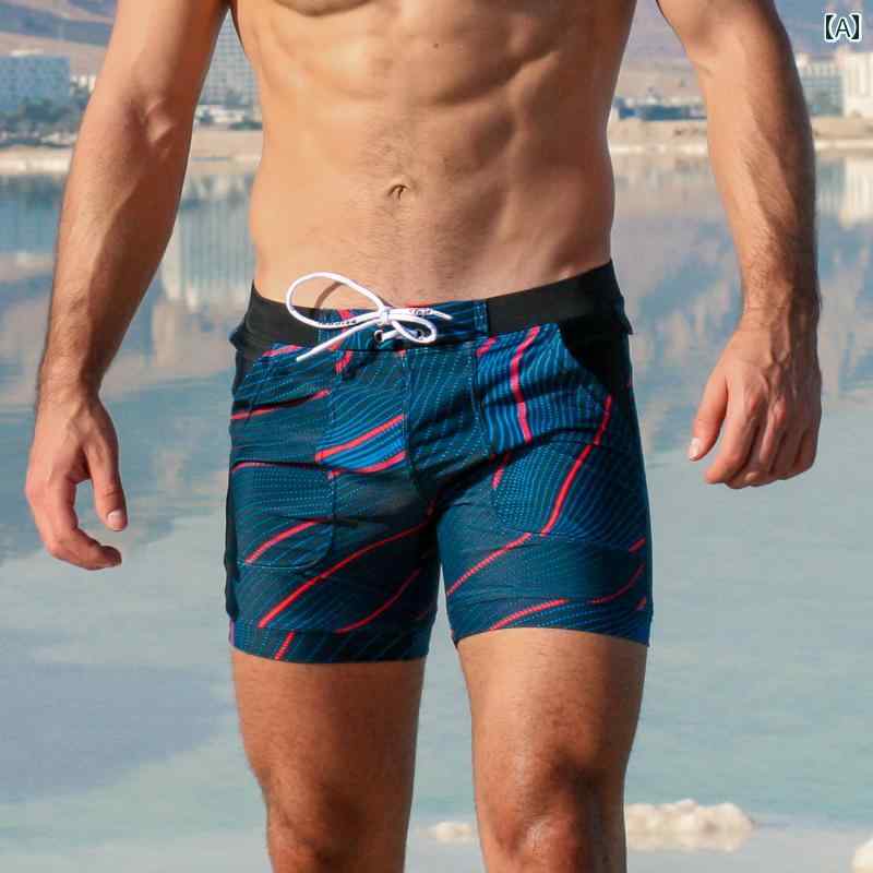 メンズ 海パン 水着 サーフ パンツ ビーチ バカンス プール 水泳 速乾 ボクサー 温泉 ゆったり 大きいサイズ 青