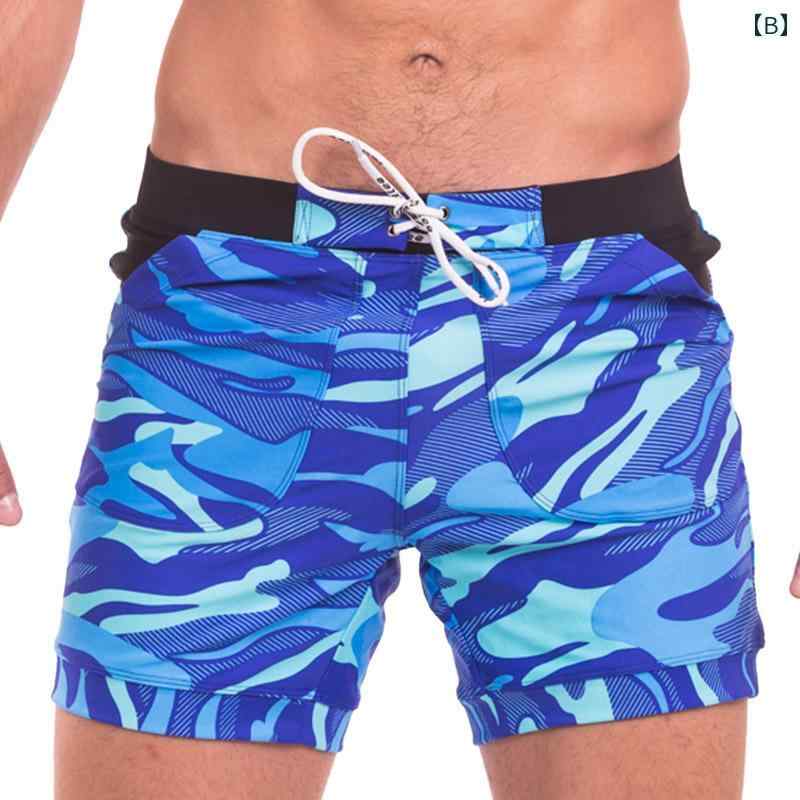 メンズ 海パン 水着 サーフ パンツ ビーチ バカンス プール 水泳 ボクサー 迷彩 ゆったり 大人 ポケット 温泉 大きいサイズ レッド ブルー