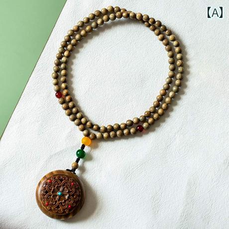 木製 ネックレス ペンダント アクセサリー サンダルウッド メンズ レディース ブラウン