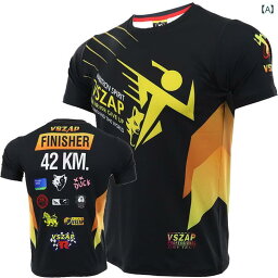 格闘技 トレーニングウェア ランニング 半袖 速乾 フィットネス マラソン Tシャツ スポーツ ジョギング ラウンドネック ブラック