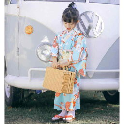 浴衣 着物 キッズ 子供 和風 お祭り 花火大会 桜 女の子 衣装 かわいい ブルー