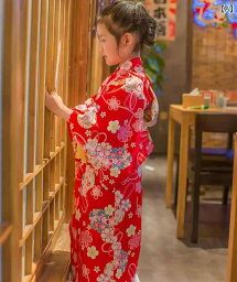 女の子 浴衣 着物 子供 キッズ 桜 花柄 バラ かわいい お祭り 花火大会 レッド イエロー ピンク