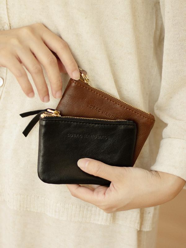 小銭入れ レディース ミニ 財布 コインケース おしゃれ レザー ジッパー 革 口紅 レトロ ブラック ブラウン