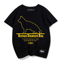 tシャツ 犬柄 ジャー マン シェパード メンズ レディース プリント 半袖 コットン ラウンドネック ゆったり 春夏 ホワイト グレー ブラック