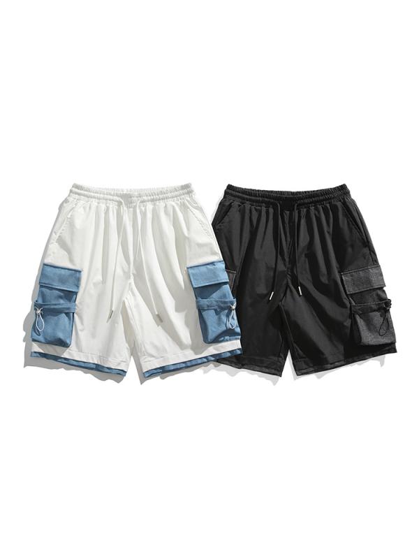ショートパンツ メンズ カジュアル ハーフパンツ 五分丈 ワークパンツ 配色 切り替え ゆったり 接触冷感 薄手 軽量 涼しい 快適 ストリート アウトドア スポーツ 旅行 春夏