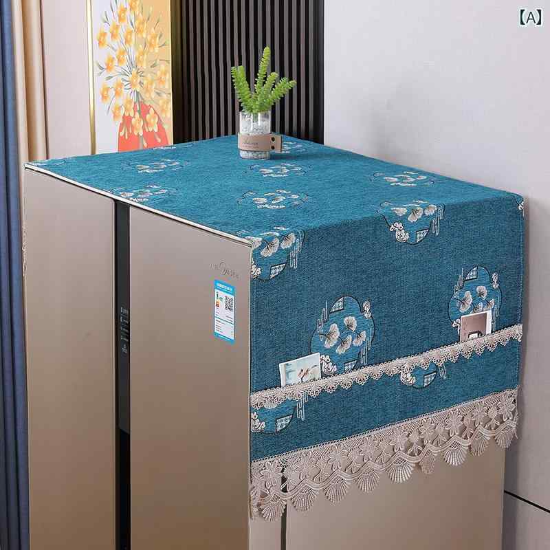 洗濯機 冷蔵庫 カバー 家庭用 装飾 保護 防塵 おしゃれ インテリア 中国風 グリーン ブルー グレー