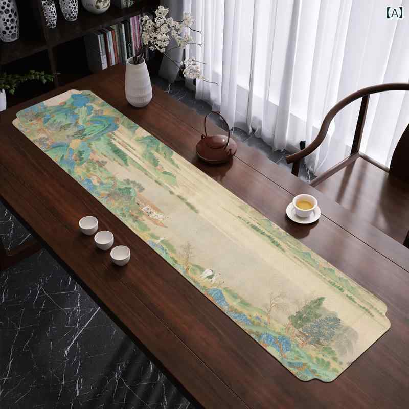 テーブルランナー 中国風 レトロ おしゃれ インテリア センター クロス 布 革 レザー ティーマット 防水 軽量 スクエア 花