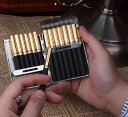 シガレットケース 煙草入れ タバコ 収納 おしゃれ オープン レトロ メタル ポータブル メンズ 保護ボックス ゴールド シルバー
