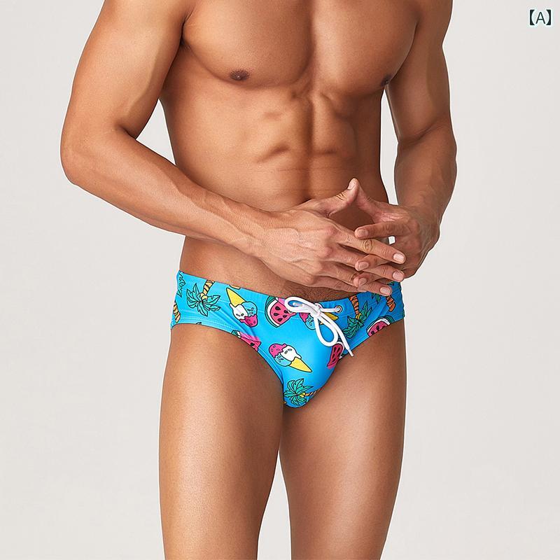 メンズ 水泳 パンツ スイムウェア ブーメラン トライアングル 大人 タイト プロ レース セクシー プリント 水着 グリーン イエロー