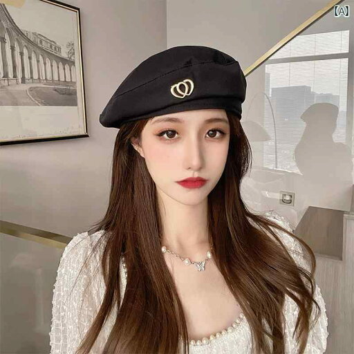 ベレー帽 レディース 帽子 春夏 クール 韓国 ファッション ハート メタル ブラック ベレー帽 レディース 帽子 春夏 クール 韓国 ファッション ハート メタル ブラック