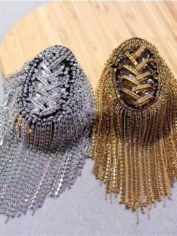 肩章 フリンジ ステージ 衣装 コスプレ 飾り 装飾 ミュージカル ダンス スーツ ドレス ブローチ メンズ レディース フリンジ ラインストーン アクセサリー...