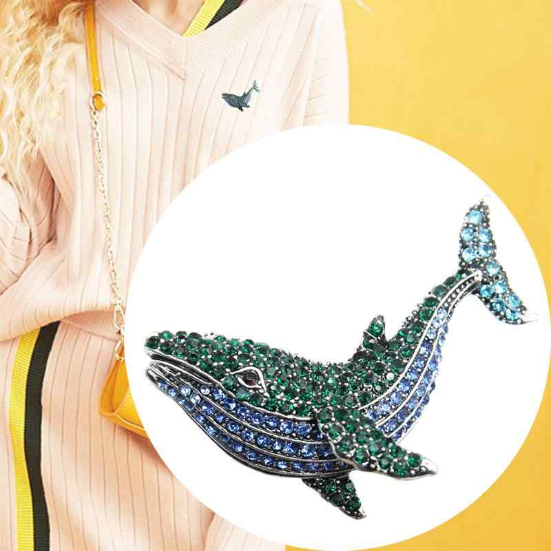 メンズ レディース ブローチ スーツ アクセサリー シロナガス クジラ 万能 動物 イルカ コート ゴールド ブルー