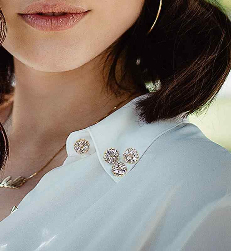 ラペルピン タックピン メンズ レディース ブローチ スーツ アクセサリー スノーフレーク カラー 露出防止 固定バックル ホワイト ゴールド