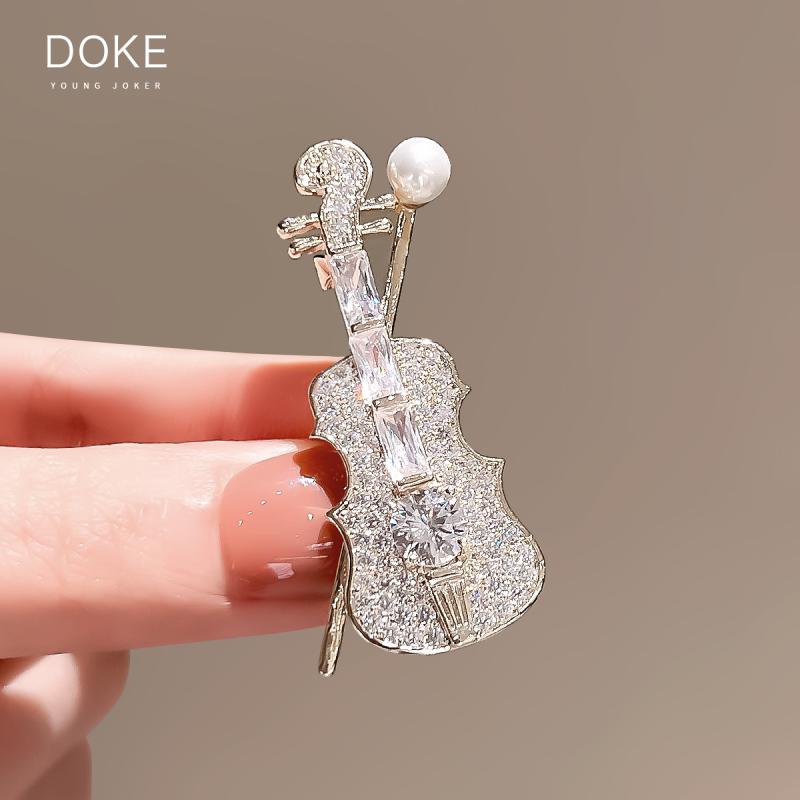 メンズ レディース ブローチ スーツ アクセサリー ヴァイオリン 音楽 ファッション カーディガン ゴールド