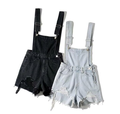 サロペット デニム ショート丈 パンツ レディース オーバーオール ダメージ オールインワン タッセル エッジ 夏 ワイドレッグ ブルー グレー サロペット デニム ショート丈 パンツ レディース オーバーオール ダメージ オールインワン タッセル エッジ 夏 ワイドレッグ ブルー グレー