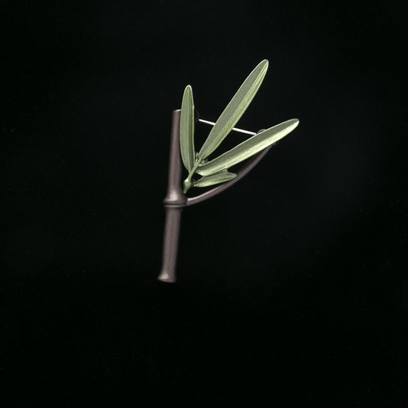 ラベルピン メンズ レディース ブローチ スーツ アクセサリー レトロ コサージュ ブローチ 中国風 竹 葉 グリーン ホワイト