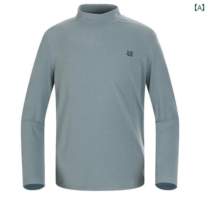 ゴルフウェア メンズ スポーツ カジュアル かっこいい おしゃれ 紳士服 トップス 長袖 冬 韓国 ソリッドカラー 暖かい ベースシャツ カーキ 青 グレー