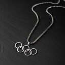 ネックレス メンズ レディース かっこいい アクセサリー リング 五輪 ペンダント チェーン シルバー