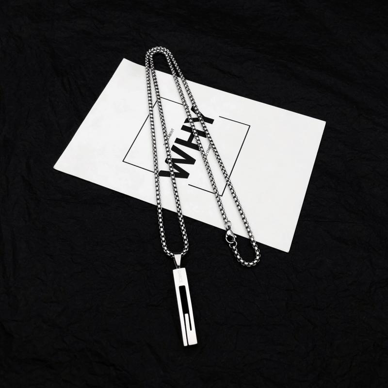 ネックレス メンズ レディース アクセサリー シンプル ロング ヒップホップ チェーン ペンダント シルバー(4)