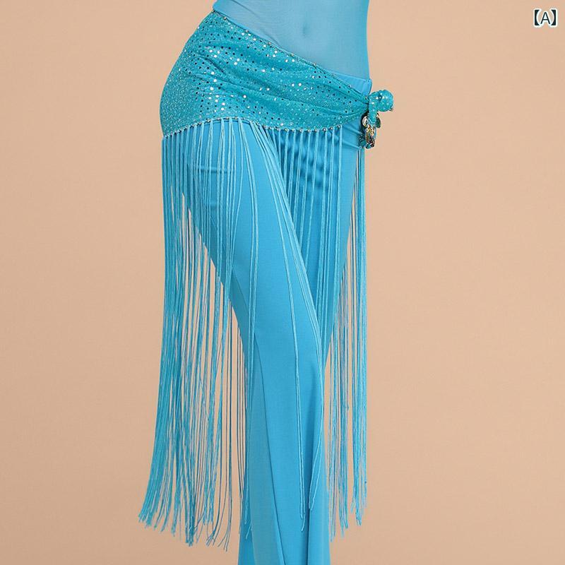 ベリーダンス 衣装 ヒップスカーフ アラビアン ウエスト チェーン スカート ベルト フリンジ インド ダンス 初心者 ブルー レッド ピンク