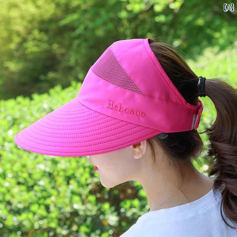 サンバイザー レディース 紫外線対策 アウトドア スポーツ 帽子 日よけ キャップ 韓国 サイクリング レッド ブルー ピンク