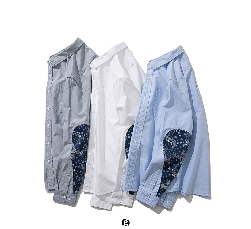 ペイズリー柄 シャツ メンズ バンダナ柄 カシューナッツ シンプル シック 無地 カジュアル 青 白 グレー