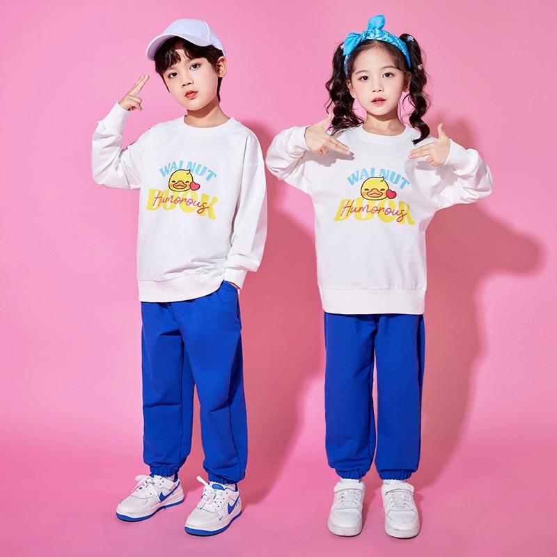 キッズ ストリート ダンス セットアップ 子供 衣装 かわいい 小学校 運動会 幼稚園 ホワイト ブルー