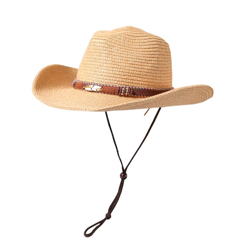 カウボーイハット ストロー 麦わら帽子 ウエスタン テンガロンハット 春夏 日焼け防止 ビーチ 屋外 つ..
