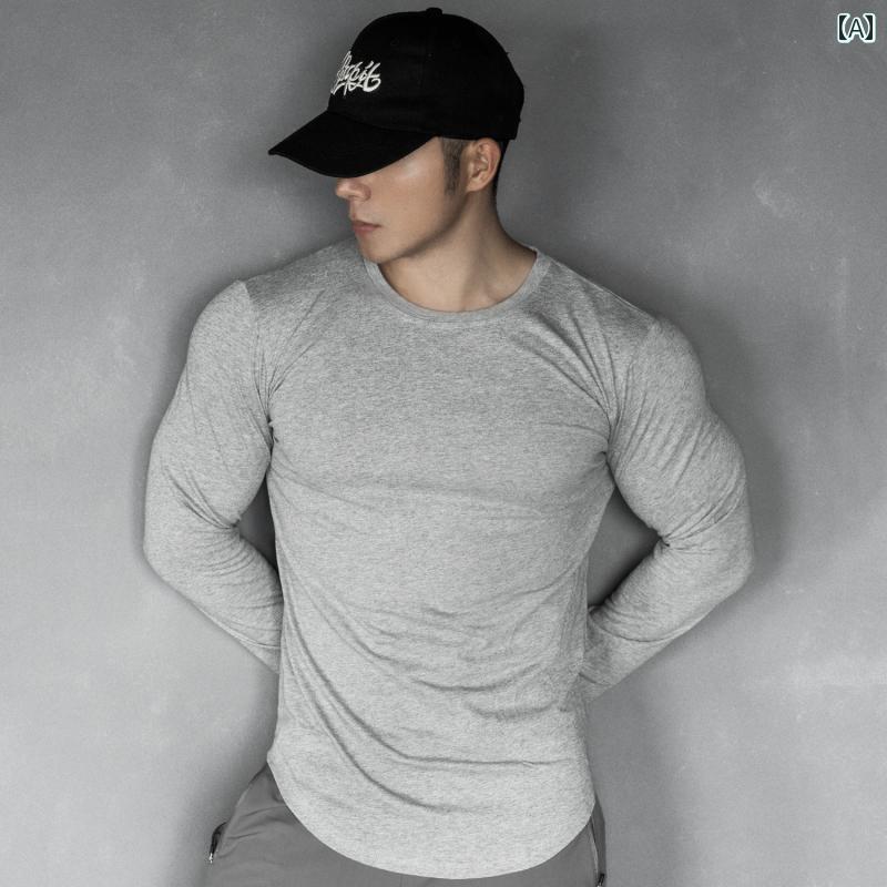 Tシャツ メンズ 長袖 トップス トレーニング ジム フィットネス 春秋 スポーツ カジュアル ランニング タイト フィット グレー ネイビー ホワイト