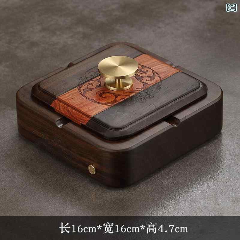 灰皿 フタ付 蓋付き 木製 おしゃれ レトロ アンチフライアッシュ 防煙 無垢材 大型 リビングルーム 家庭用 中国 装飾品 ギフト