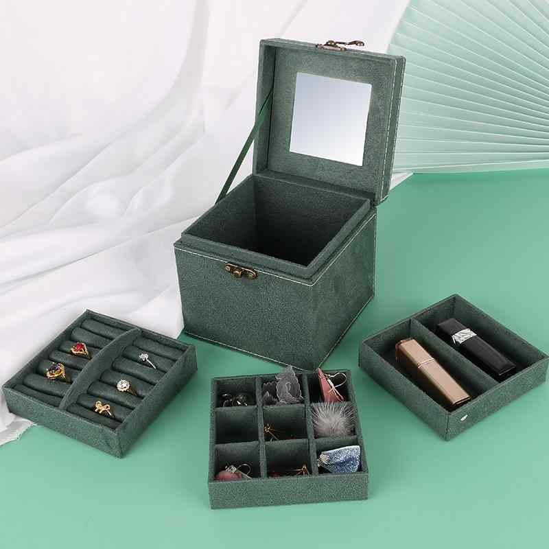 ジュエリーボックス 三層 レトロ ベルベット 大容量 家庭用 アクセサリーケース 宝石箱 ネックレス ブレスレット ピアス イヤリング 指輪 腕輪 収納ボックス...