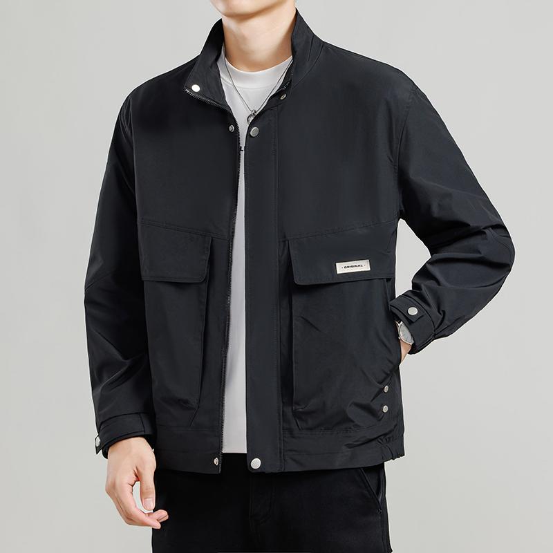 メンズ カジュアル ジャケット トップス ジップアップ ファッション 春秋 ベージュ ブラック グリーン