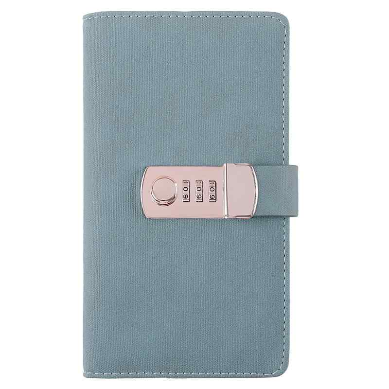 日記帳 鍵付き 手帳 かわいい ロック パスワード パッド シンプル 厚手 ノート ブック 大学生 レトロ 台帳 ポータブル 多機能 メモ ブルー ピンク ホワイト