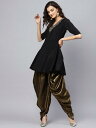 インド 民族衣装 クルタ インドドレス インディアンガウン 舞踊衣装 レディース エスニック トップス パンツ シンプル おしゃれ ブラック