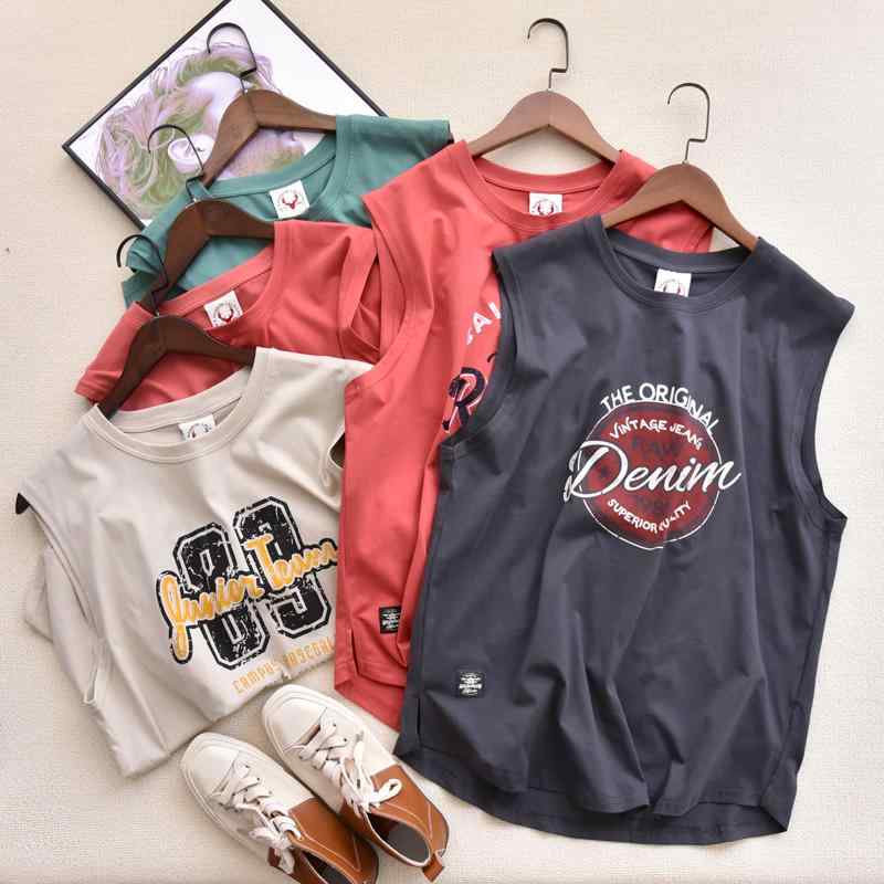 タンクトップ メンズ レディース ノースリーブ トップス おしゃれ 夏 綿 バスケットボール カップル カジュアル フィットネス プリント Tシャツ ホワイト ...