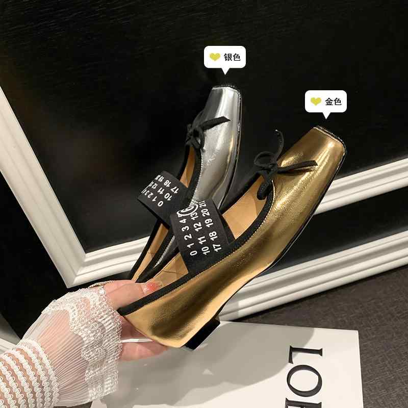 サンダル レディース シューズ 穴あき ソフト バレエ 婦人 靴 革 シングル フラット フレンチ 春 ゴールド シルバー