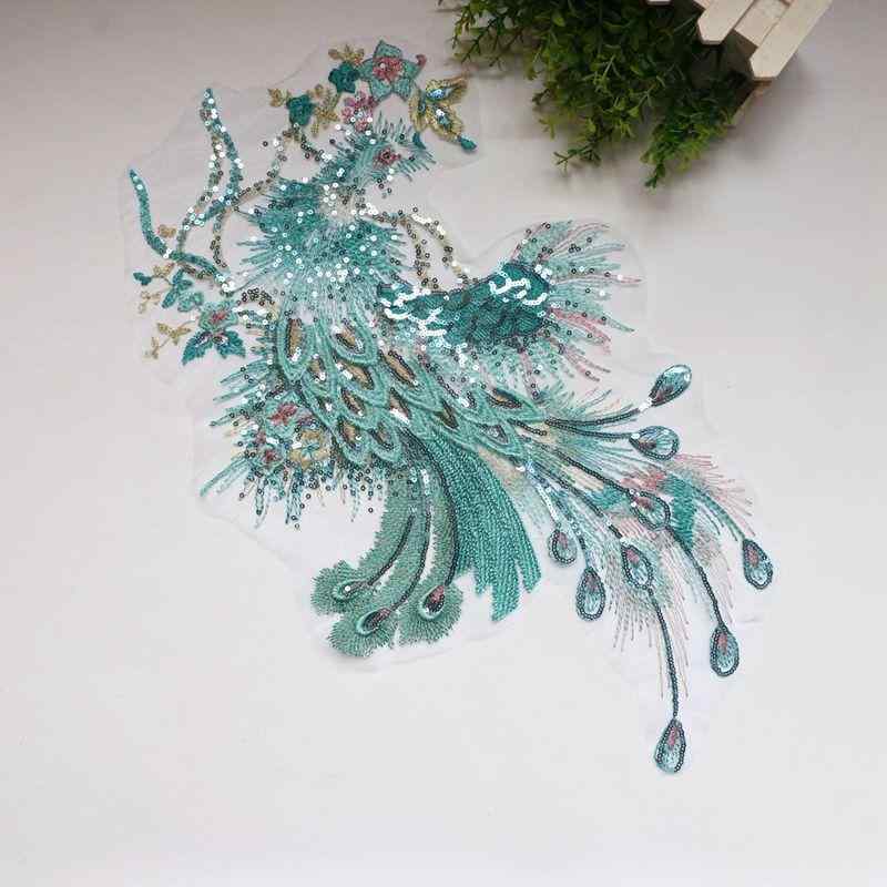 ワッペン アップリケ 刺繍 装飾 パッチ DIY リメイク 手芸 鳳凰フェニックス スパンコール アクセサリ..