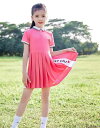 キッズ ゴルフウェア ジュニア 子供 女の子 春夏 半袖 ワンピース ミドル丈 スカート ジャージ オフシーズン ピンク