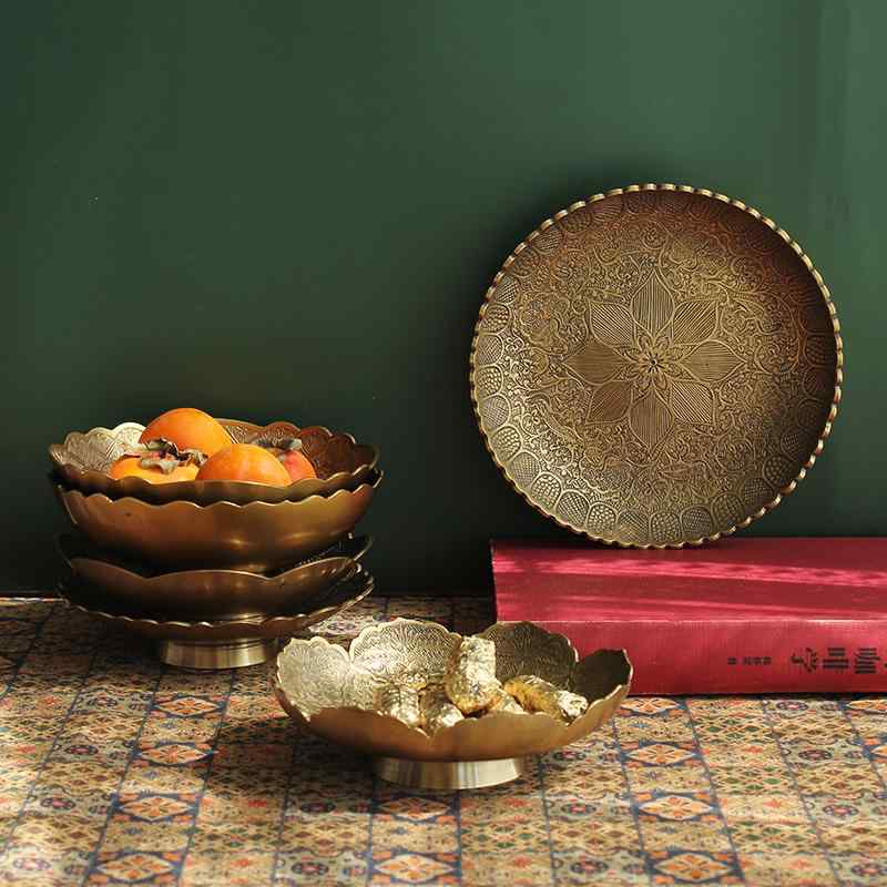 トレイ おしゃれ 真鍮 フルーツプレート レトロ お菓子 小物 キャンディー キー 小皿 軽量 家庭用 中国..