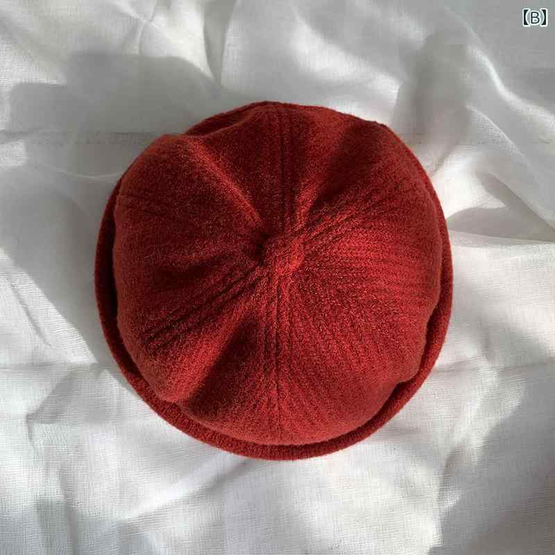 ニット帽 メンズ レディース 帽子 ウール 秋冬 韓国 ヒップホップ 防寒 ブラック ワインレッド ブルー メロン帽 3