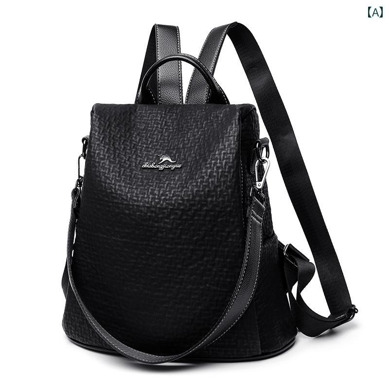 リュック レディース レザー 革 おしゃれ 鞄 バックパック 大容量 トラベル 旅行 ブラック