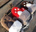 手袋 キッズ 男の子 女の子 子供 冬 防寒 暖かい もこもこ 厚手 柔らかい かわいい クマ ギフト レッド ブラウン
