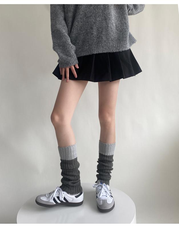 レッグカバー ソックス レディース ウール パイル 暖かい Y2K 春夏 ホワイト ブラック グレー