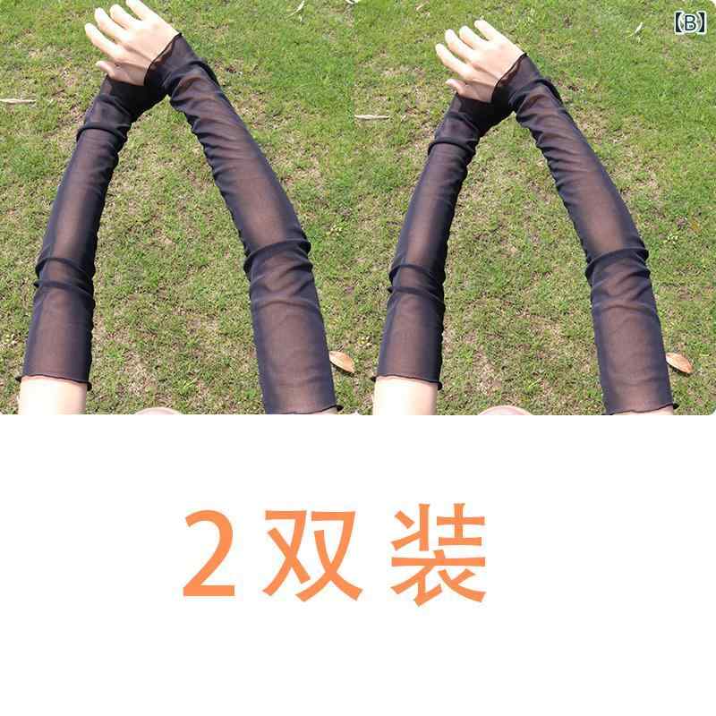アーム ストッキング メンズ レディース 手袋 ロング 日焼け止め メッシュ 薄手 カバー ブラック
