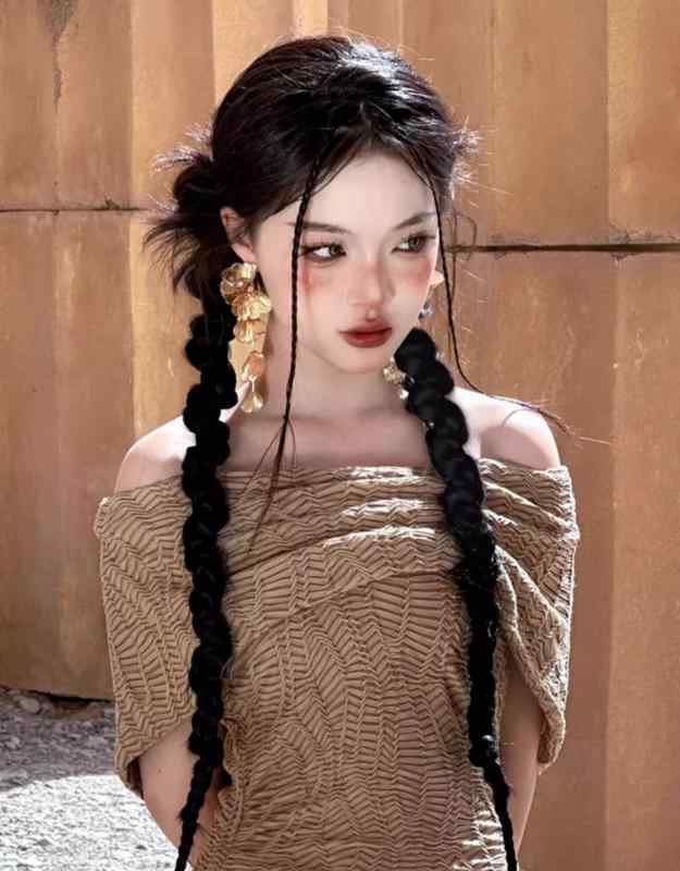 ウィッグ ヘアエクステンション エクステ つけ毛 ヘアアレンジ レディース 三つ編み 編み込み 中国風 ..